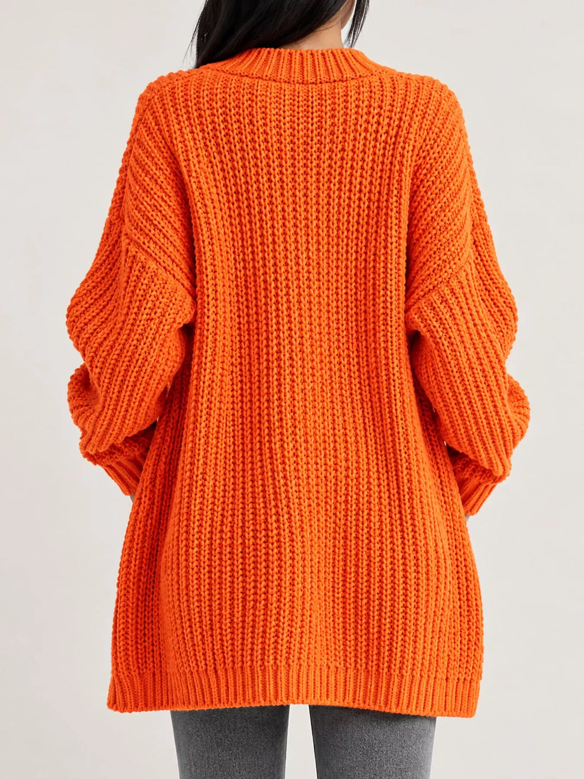 Longline Chunky Knit Cardigan with Pockets for Fall