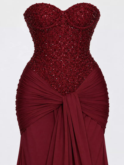 Plus Size Strapless Sequin Corset Dress for Parties