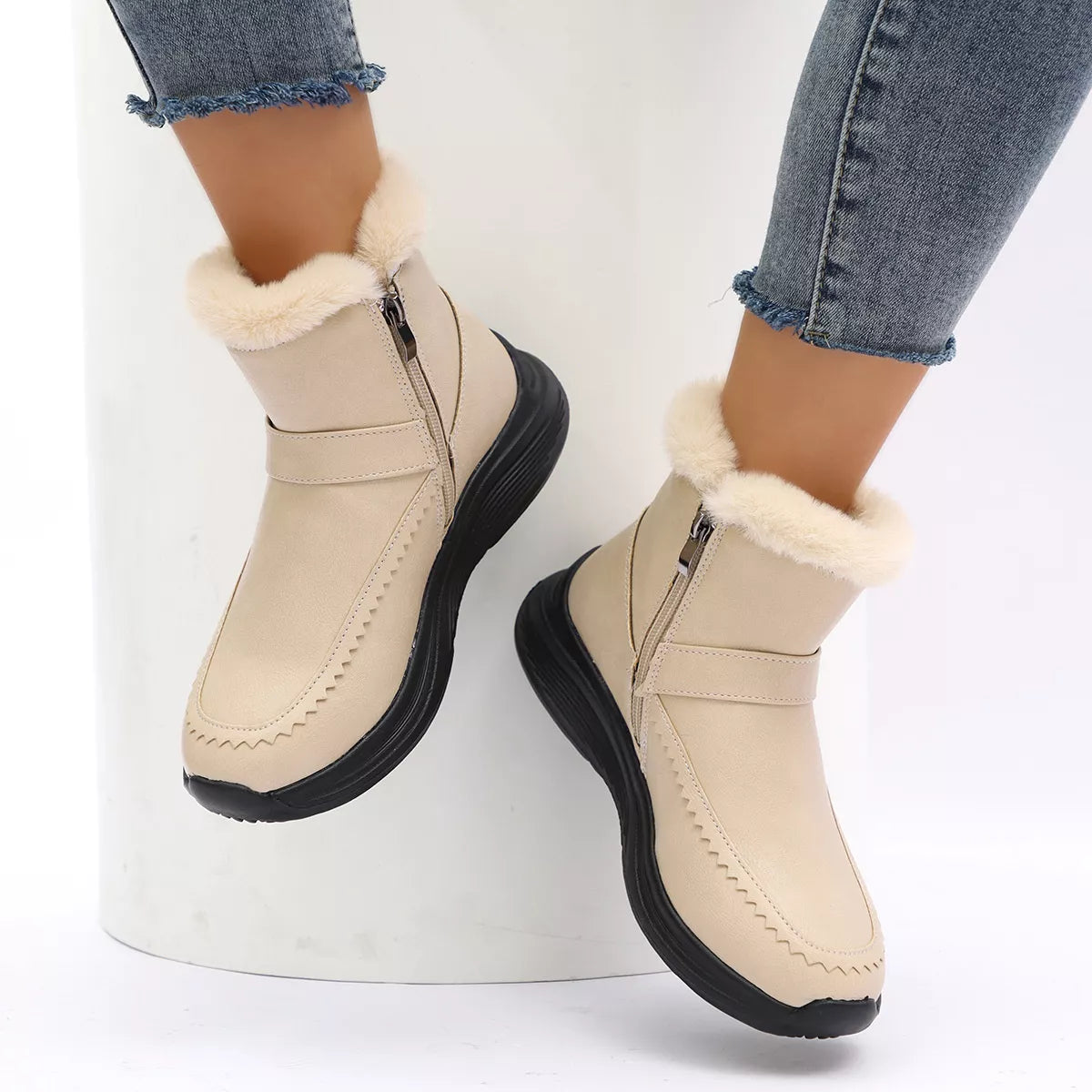 Faux Fur Lined Winter Ankle Boots