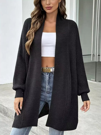 Full Size Open Front Long Sleeve Cardigan Plus Size