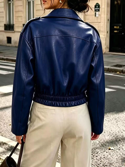 Faux Leather Zip Up Jacket