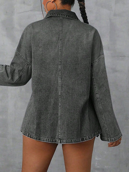 Drop Shoulder Denim Top