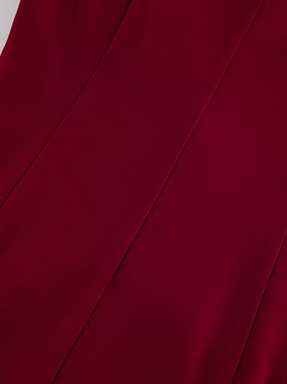 Lapel Collar Blazer and Wide-Leg Pants Set