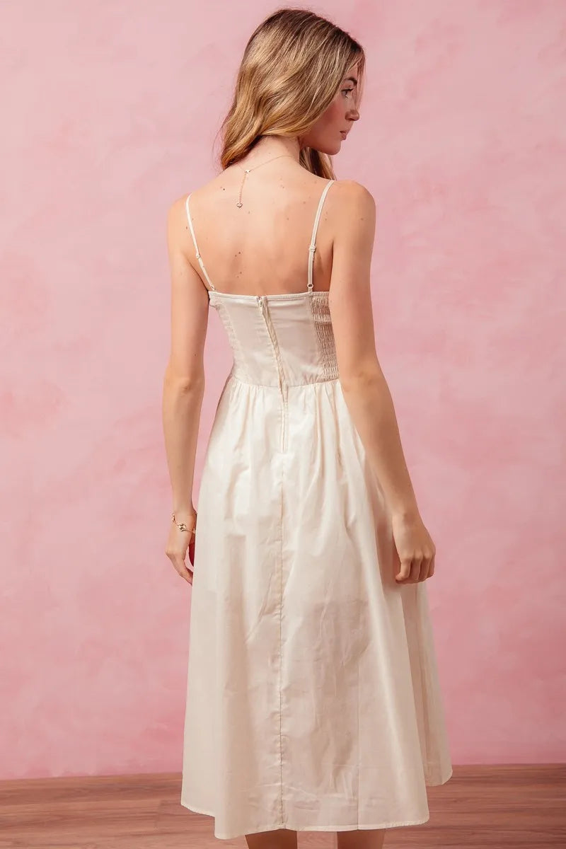 Smocked Sleeveless Dress With Slit