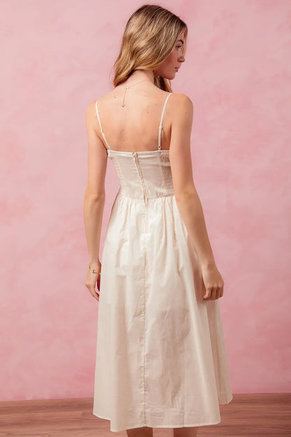 Smocked Sleeveless Dress With Slit