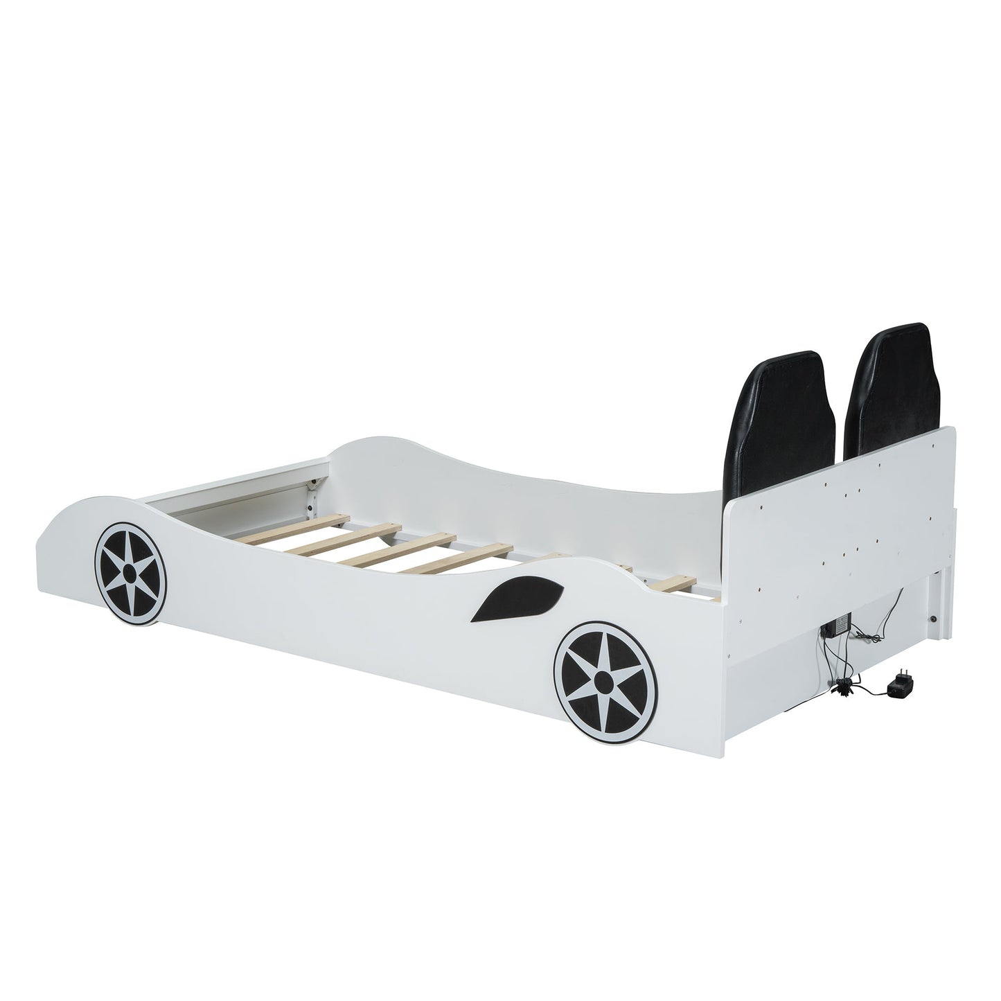 Wood Race Car-Shaped Platform Bed