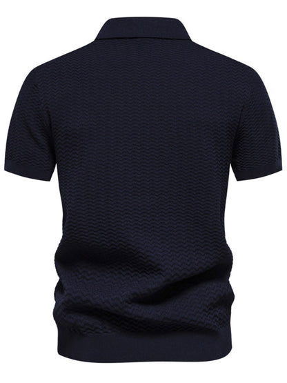 Men's Striped Texture Knit Polo