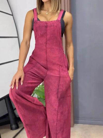 Full Size Wide Leg Denim Overalls