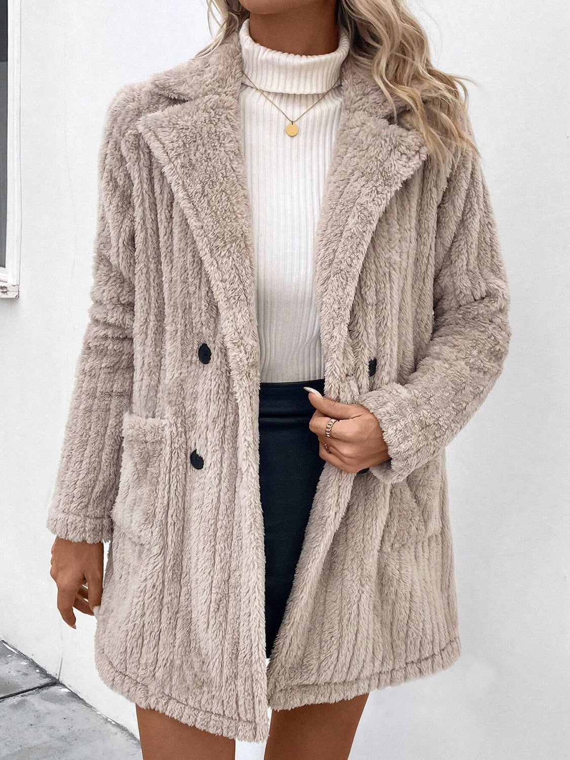Fuzzy Long Sleeve Coat