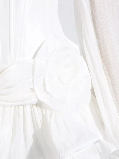 Ruffle Balloon Sleeve Mini Dress