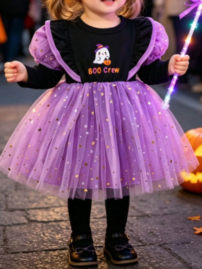 Children's Halloween 'BOO Crew' Ghost Tulle Tutu Dress