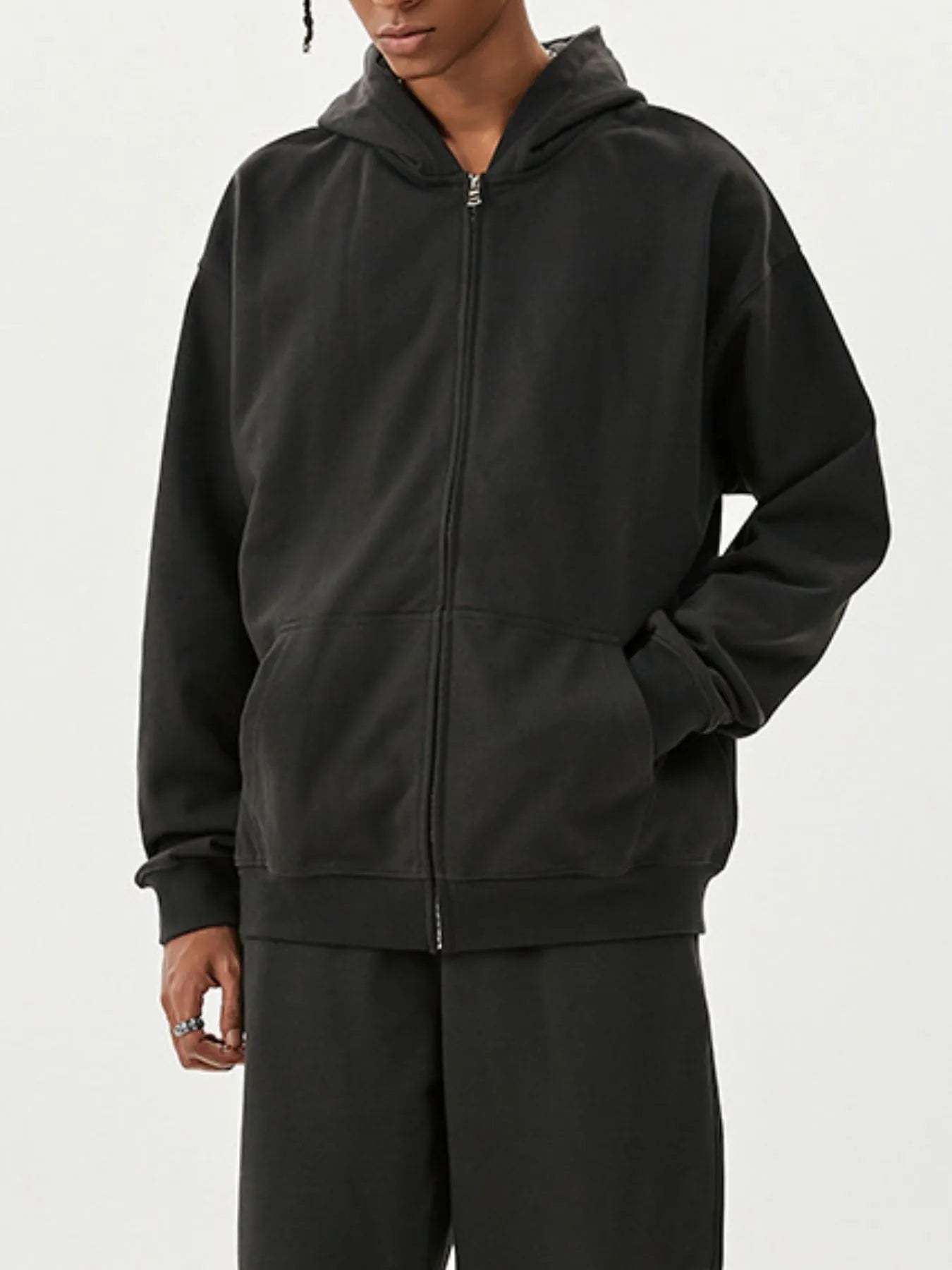 Men's Full Size Zip Up Long Sleeve Hoodie