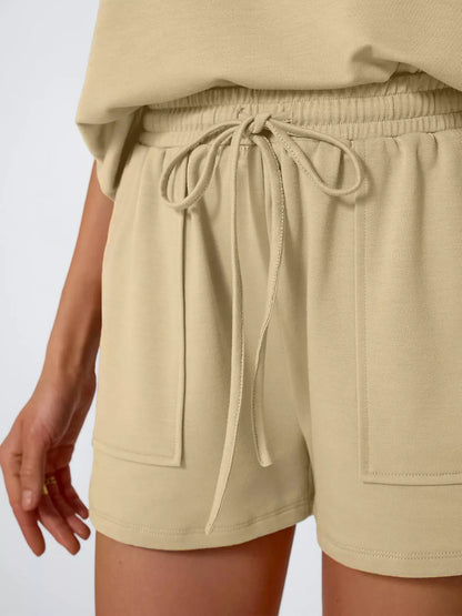 Casual Solid Color T-Shirt and Shorts Set