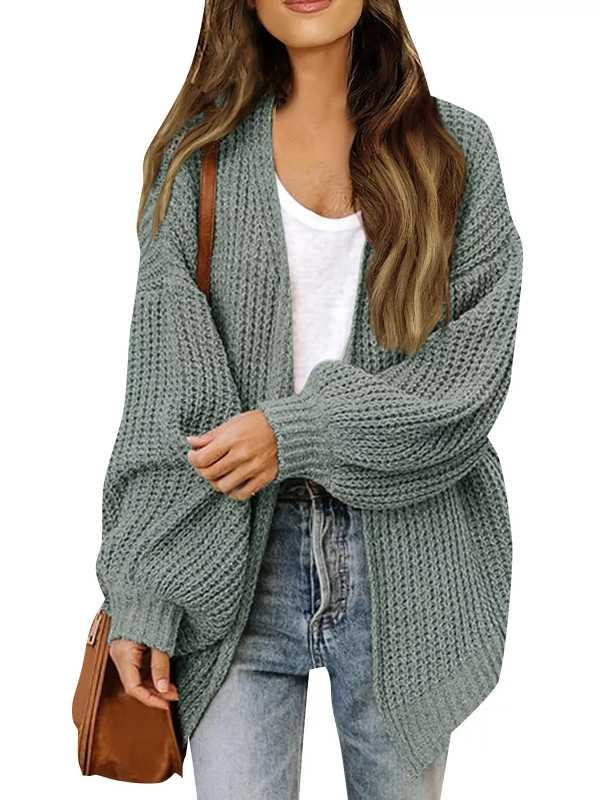 Open-Front Chunky Knit Cardigan