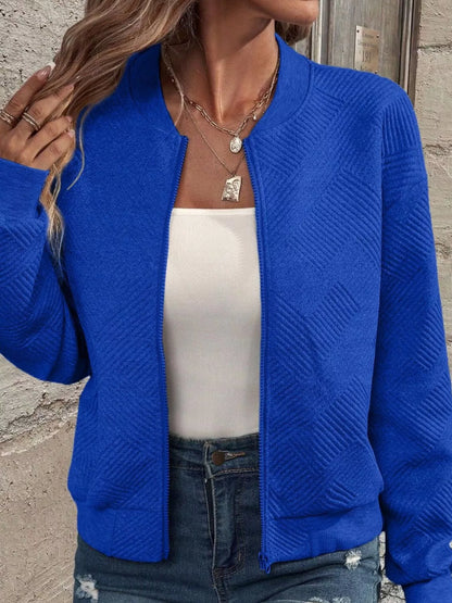 Textured Knit Zip-Up Jacket