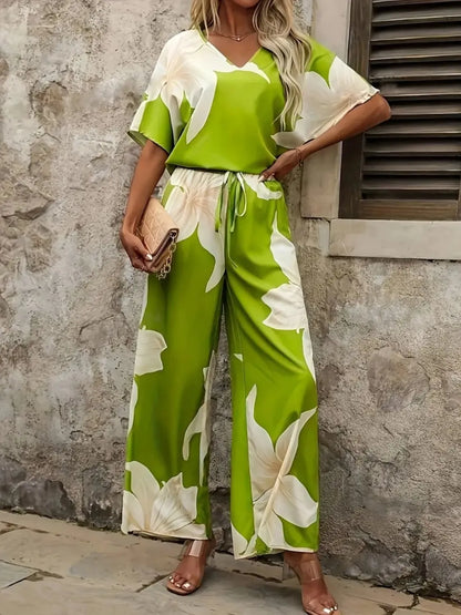 Printed Classy Wide Leg Pants Set
