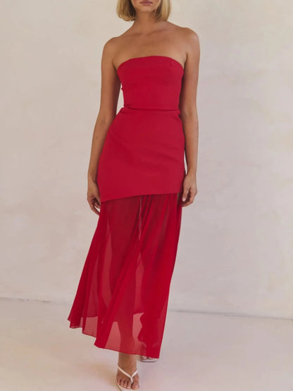 Layered Slit Tube Maxi Dress