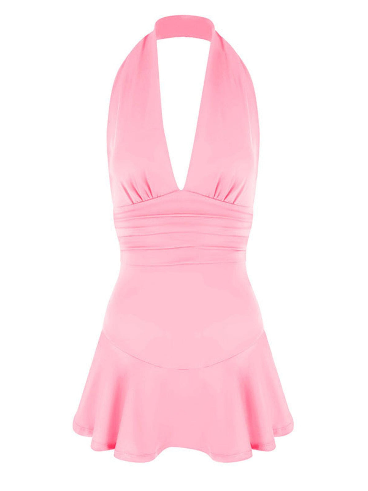 Halter neck ruched mini dress, view 24