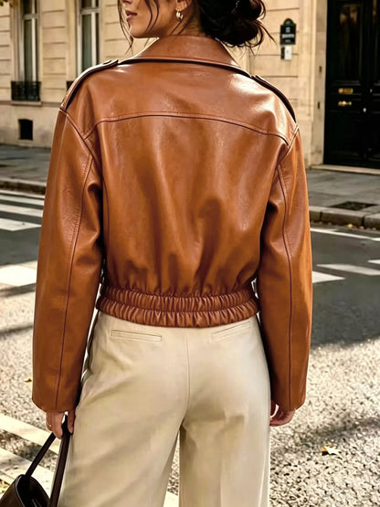 Faux Leather Zip Up Jacket
