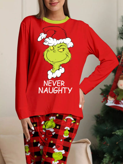 Grinch Themed Matching Family Christmas Pajama Set Plus Size