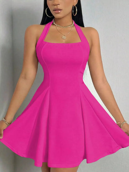 Plus size halter mini dress, view 3