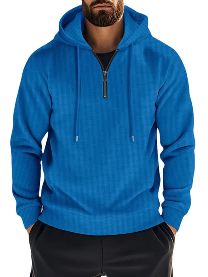 Men's Full Size Quarter Zip Drawstring Hoodie