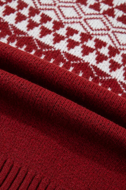 Geometric Print Button Front Long Sleeve Knitwear Cardigan