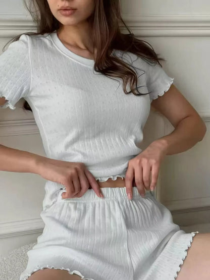 Ribbed Top & Shorts Lounge Set