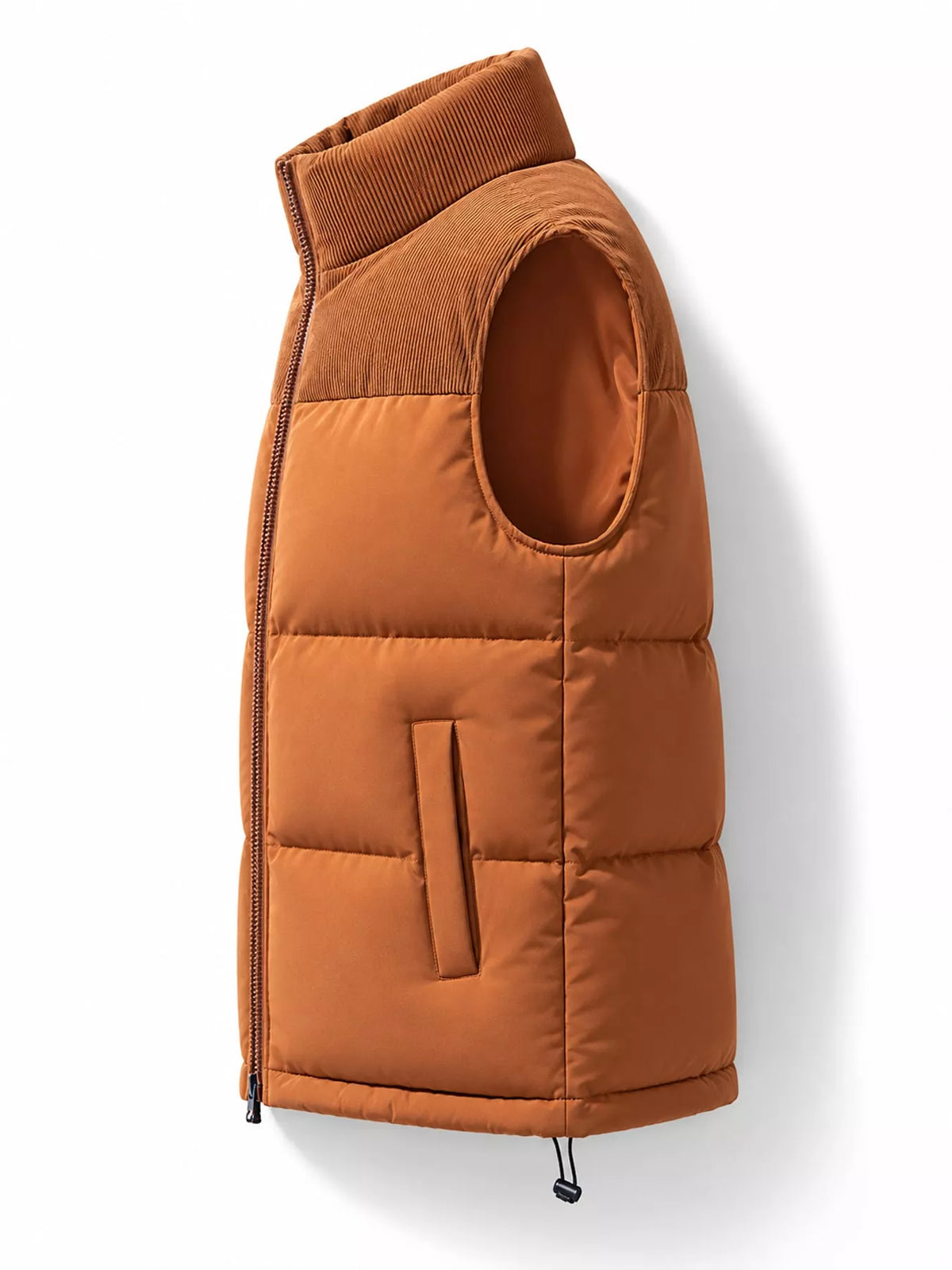 Men's corduroy patchwork puffer vest, view 9