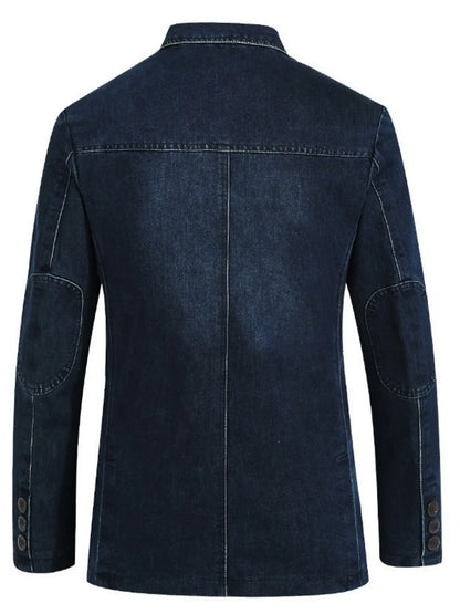 Men's Plus Size Single-Breasted Denim Jacket