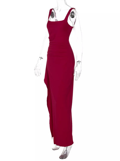 Ruched square neck maxi dress, view 16