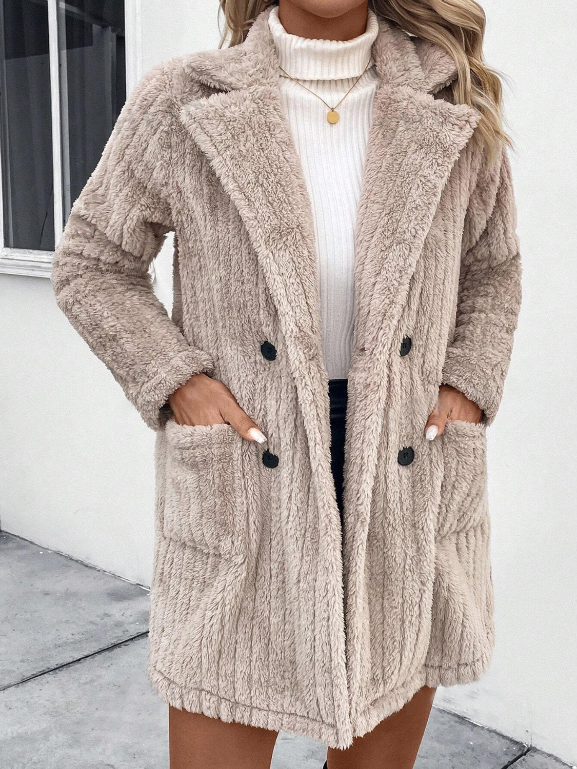 Fuzzy Long Sleeve Coat