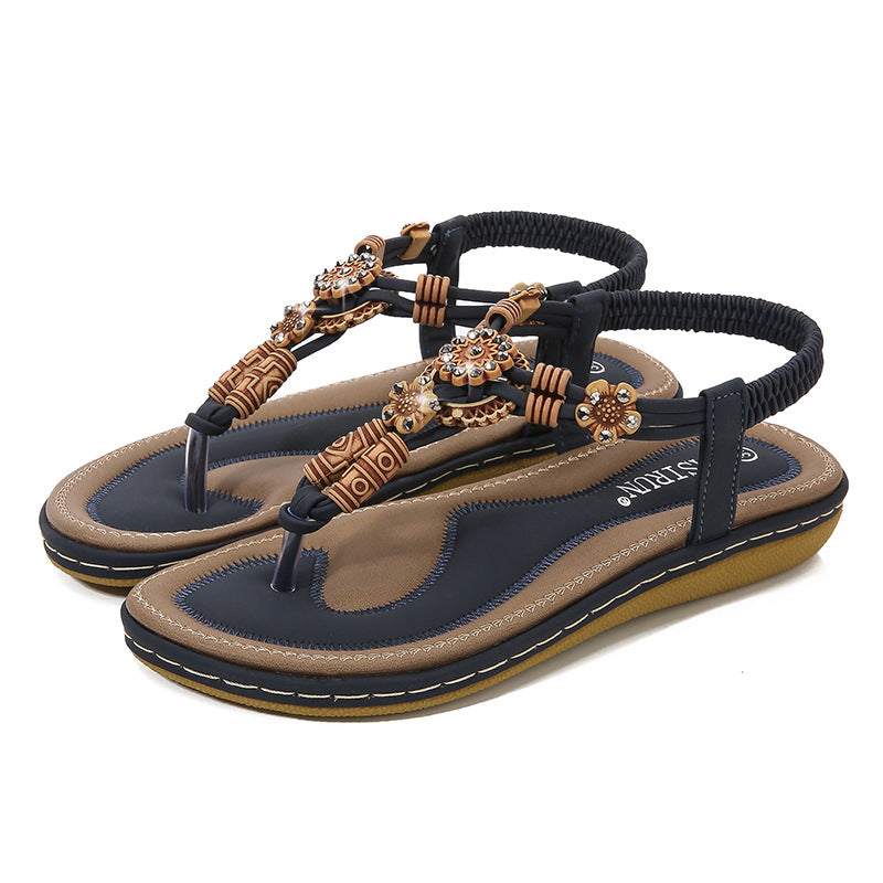 Toe post flats in navy