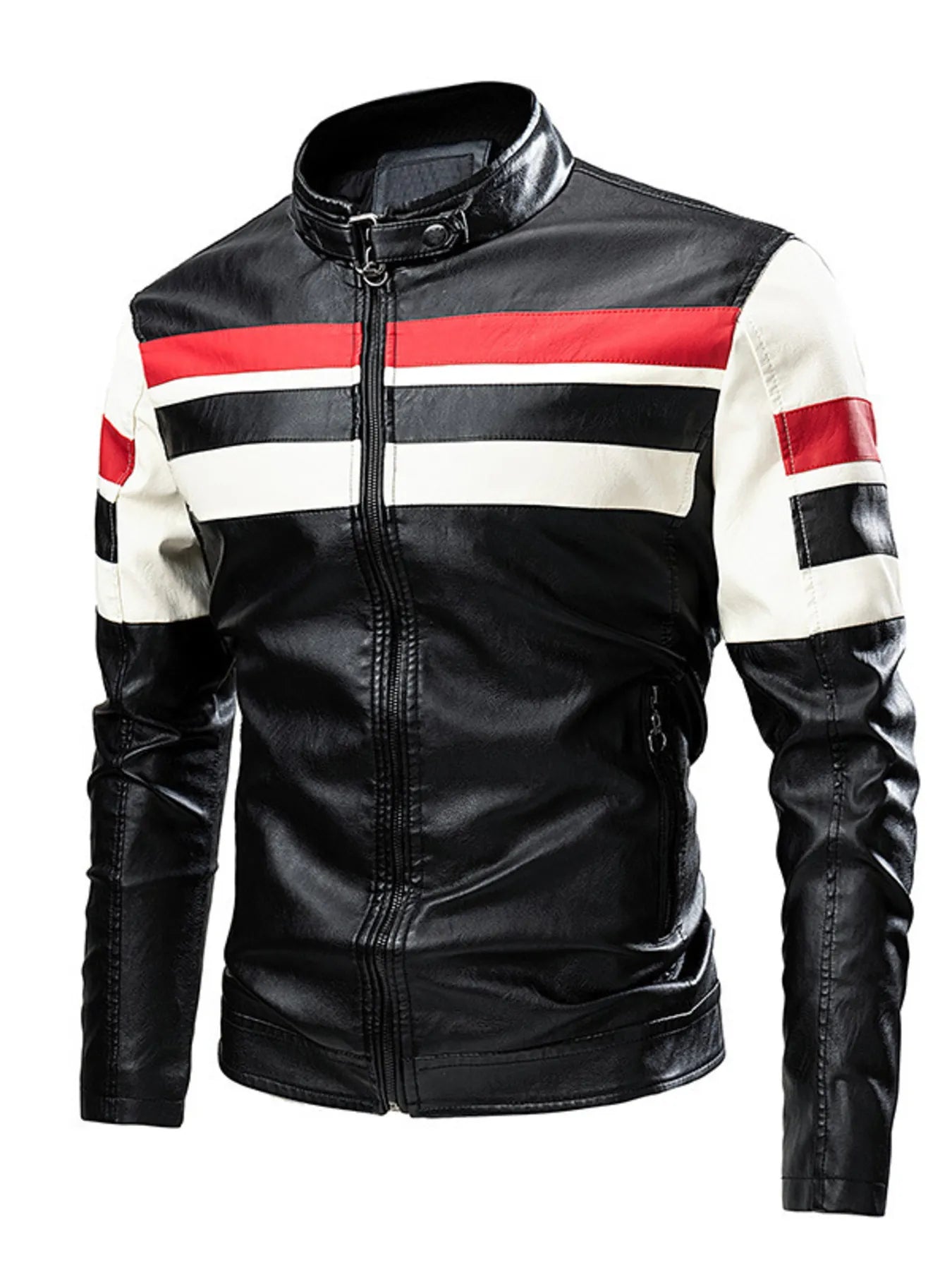 Men's Plus Size Contrast Zip Up Jacket