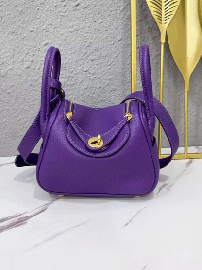 Gold-Tone Hardware Leather Crossbody Bag