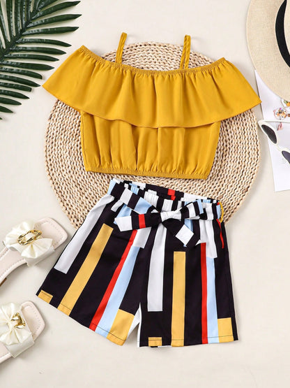 Children's Ruffled Spaghetti Pants Set