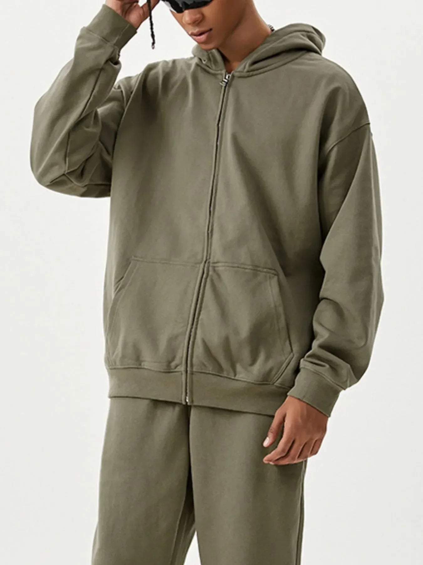 Men's Full Size Zip Up Long Sleeve Hoodie