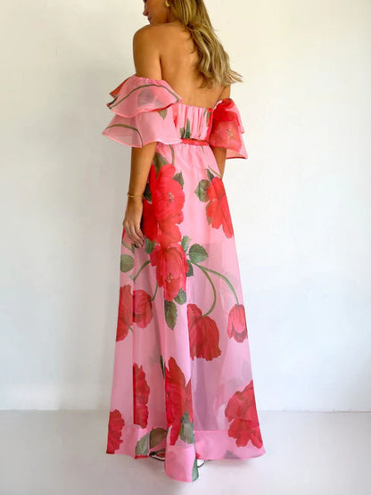 Polka Dot Ruffle Crop Top and Skirt Set