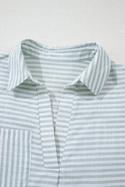 Striped Long Sleeve Mini Shirt Dress