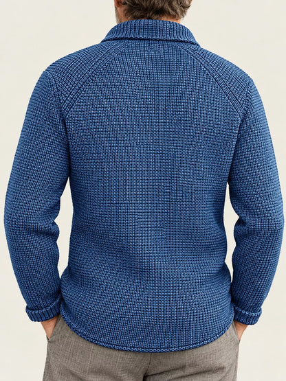 Men's knit stand-collar cardigan, view 3