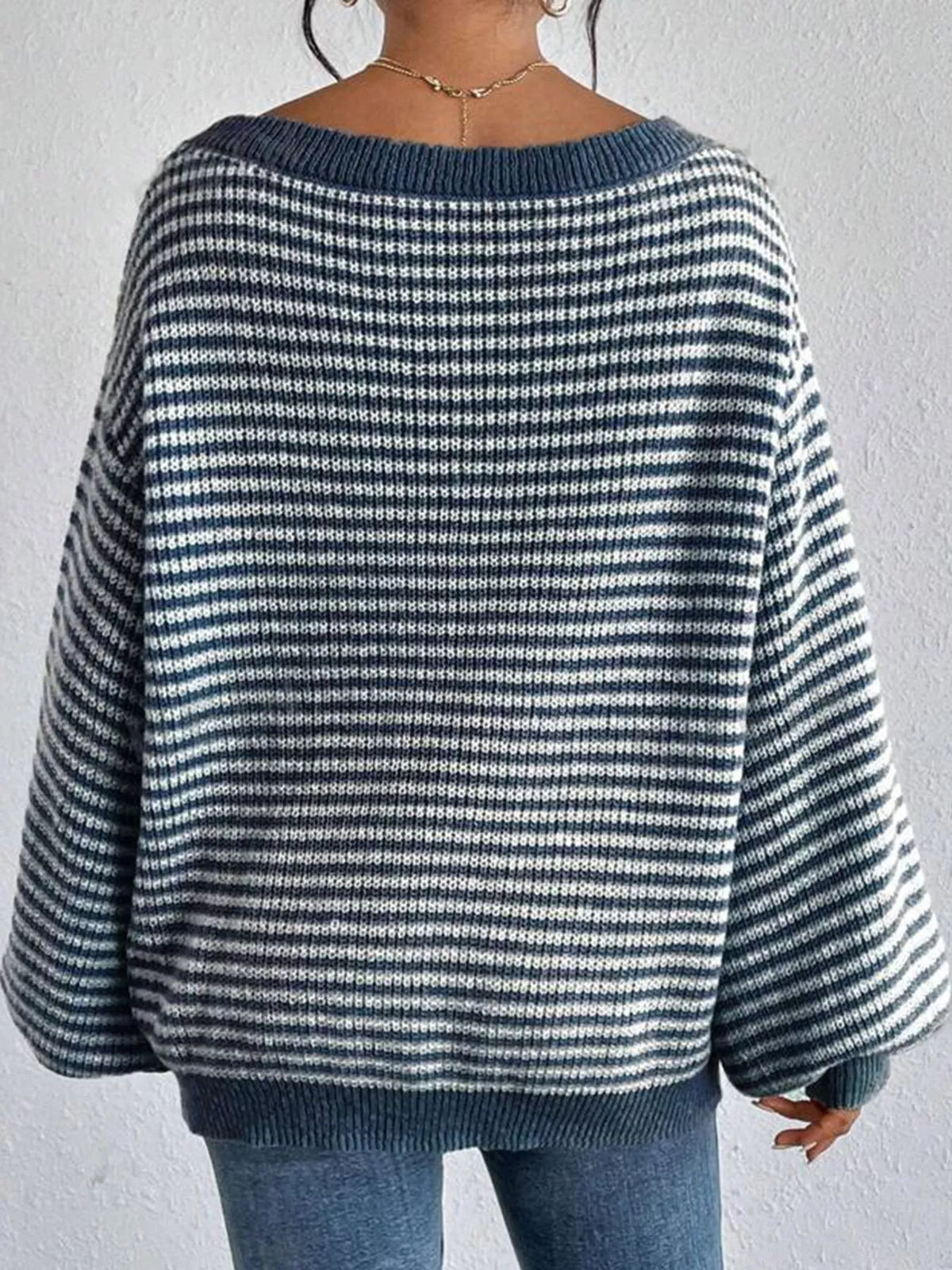 Striped boat neck sweater, view 10