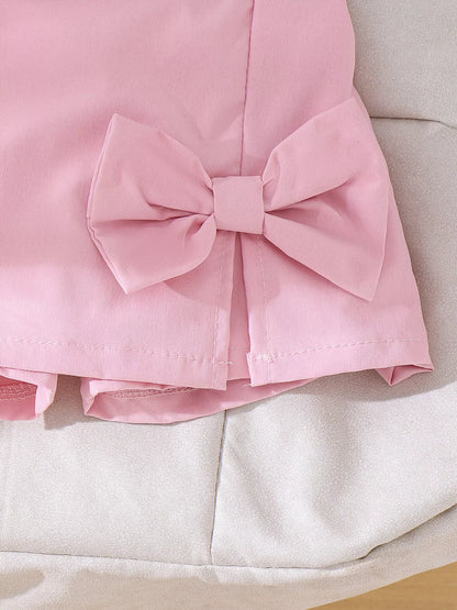 Children's Bow Button Up Vest and Skirt Set