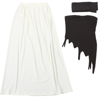 Strapless Backless Split Ribbon Skirt Set