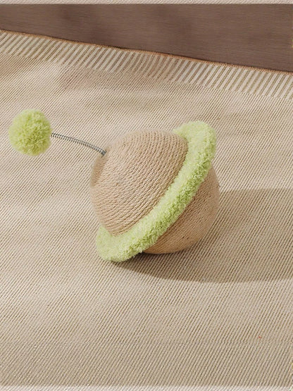 Planet-Shaped Interactive Cat Toy with Sisal Scratching Surface