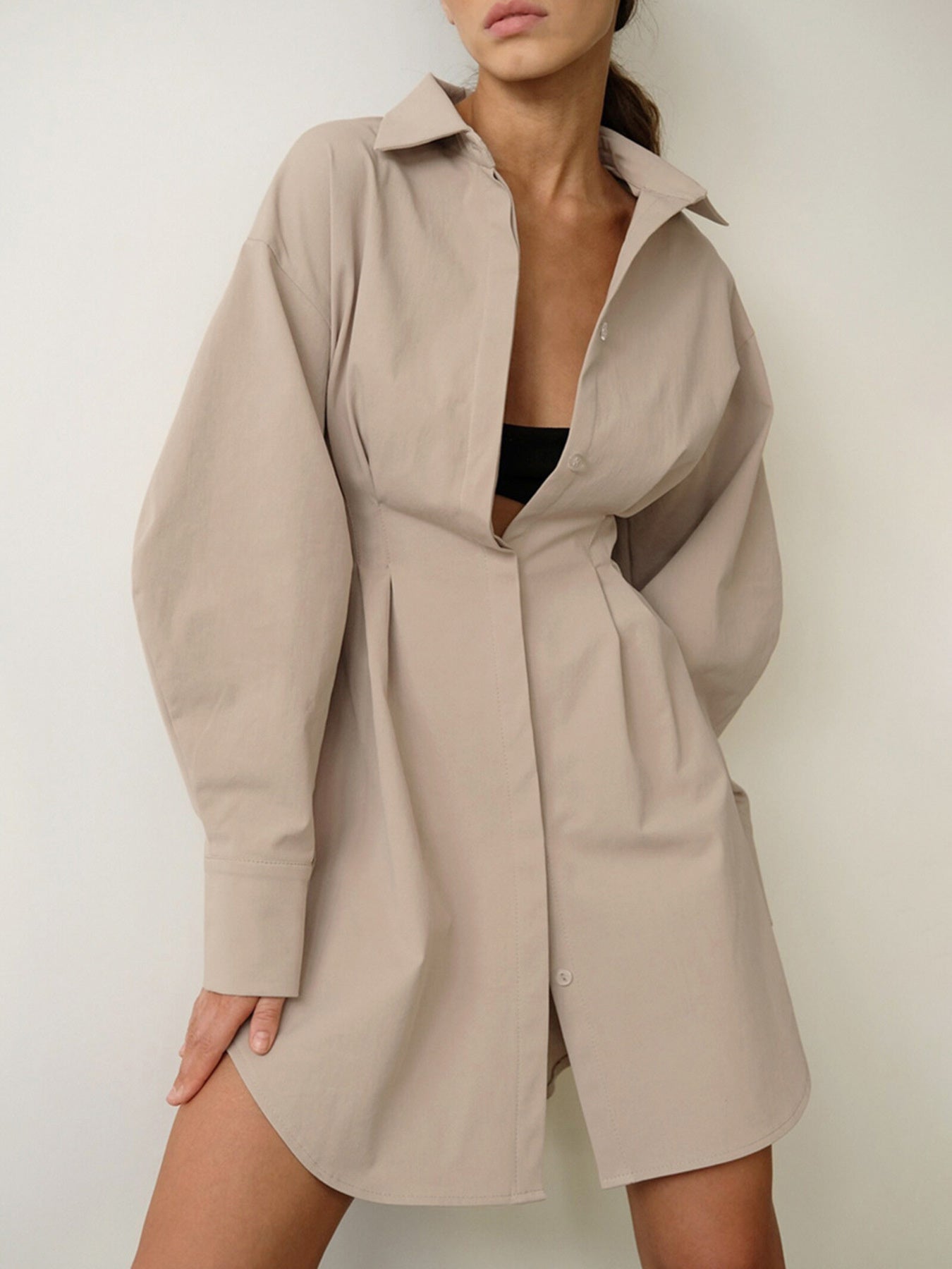 Button Up Long Sleeve Shirt Dress