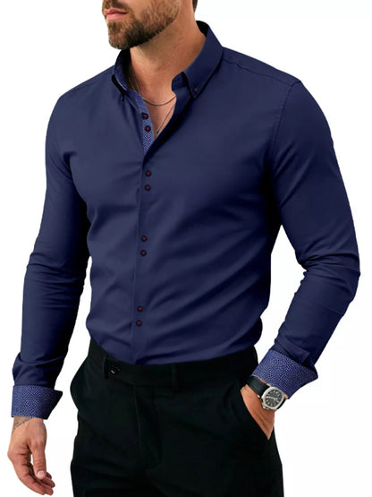 Men's Full Size Slim Fit Contrast Trim Shirt Plus Size