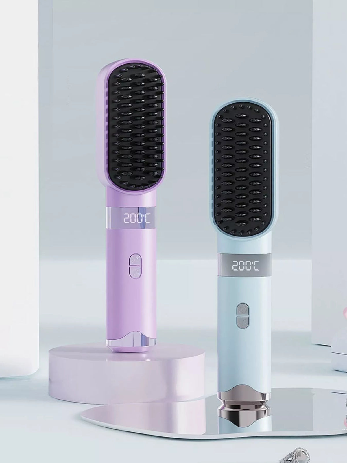 2-in-1 Portable Wireless Ionic Brush Straightener Comb