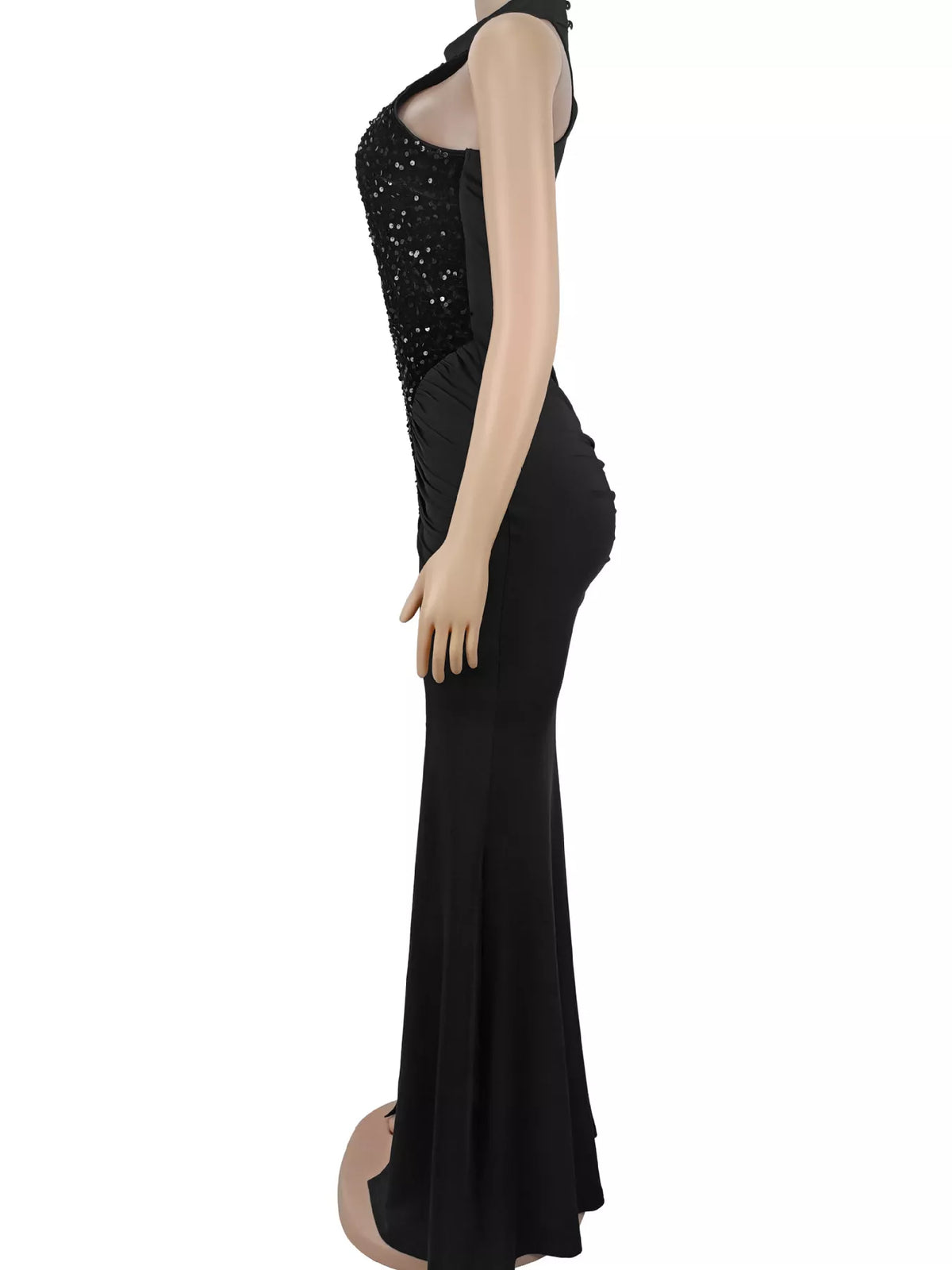 Sequin High Slit Sleeveless Maxi Dress