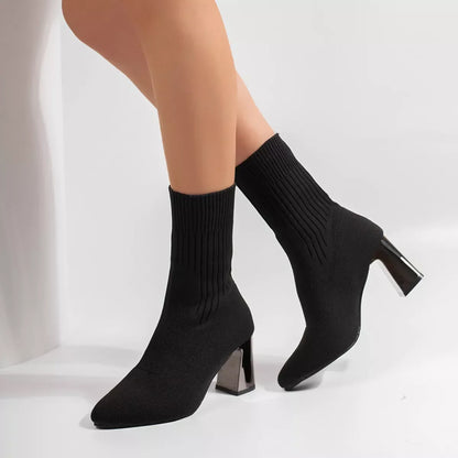 Knit sock boots, view 4