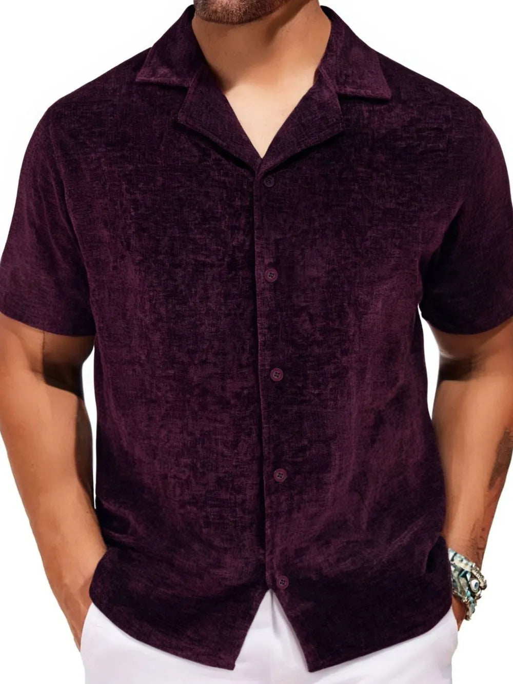 Men's Plus Size Button Down Short Sleeve Shirt
